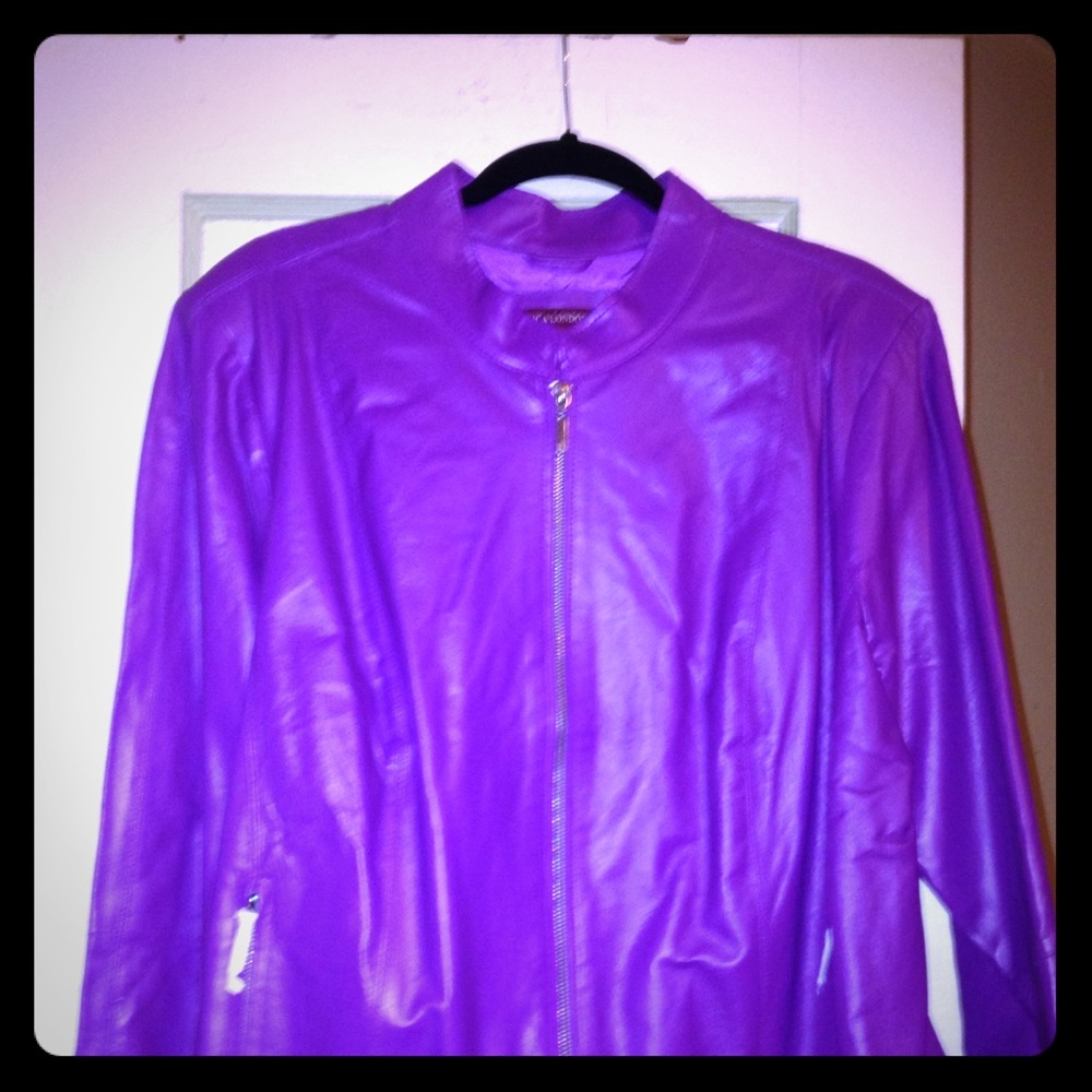 NWT Jessica London Leather Jacket size 22  Violet